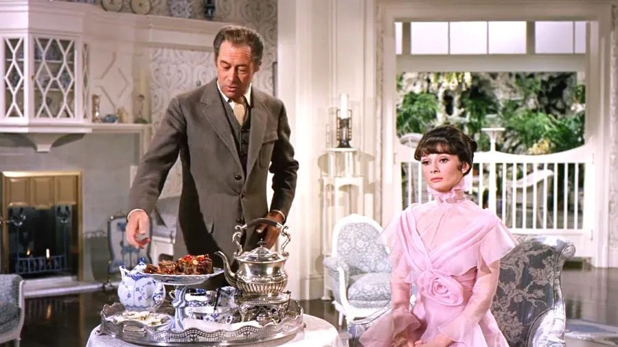Rex Harrison and Audrey Hepburn as Henry Higgins and Eliza Doolittle in May Fair Lady 1964.